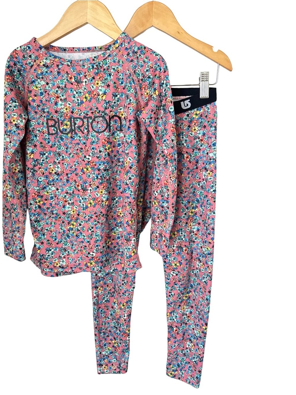 Burton DryRide Pink Multicolor Floral Kids Base Layer Set xs